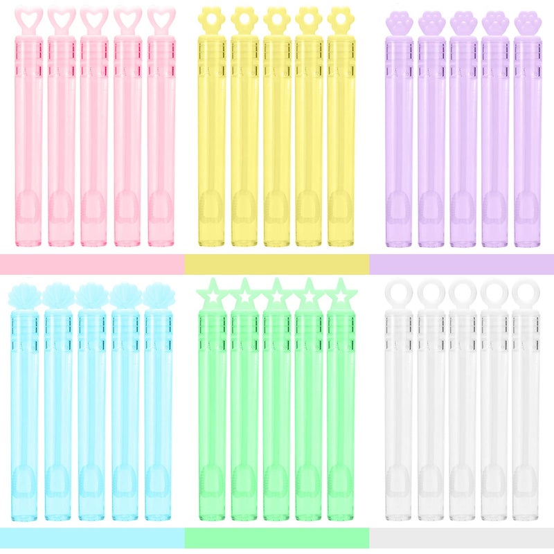 MAPIXO 30 Pack Mini Bubble Wands(6 Style, 6 Colors), Bulk Bubble Party Favors, Goody Bags for Kid, Great Summer Outdoor Indoor Toys Gifts for Boy Girl, Valentine Christmas Party Supplies - Image 4